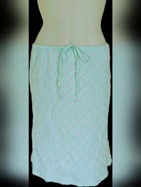 EUC H&M Mint Green Plaid A-Line Skirt 10/M